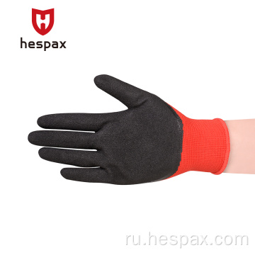 Hespax Sandy Nitrile Double Dipred Construction Safe Gloves